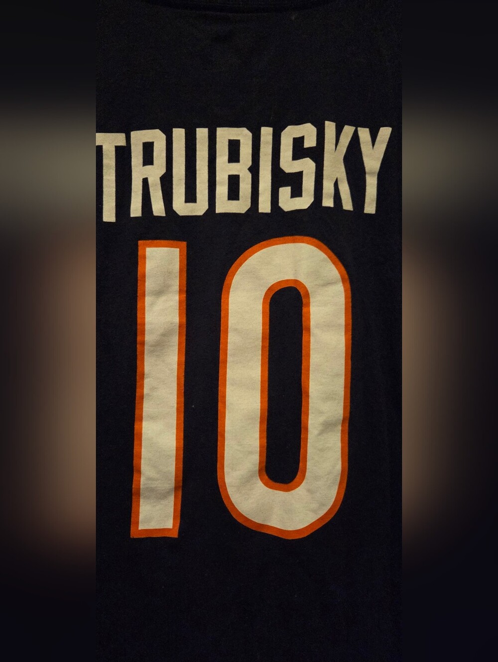 Team Apparel Navy White Orange Trubisky #10 Jersey Tee. Size XL GUC
